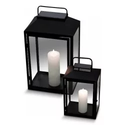"Royal" lantern in black metal, glass panels.